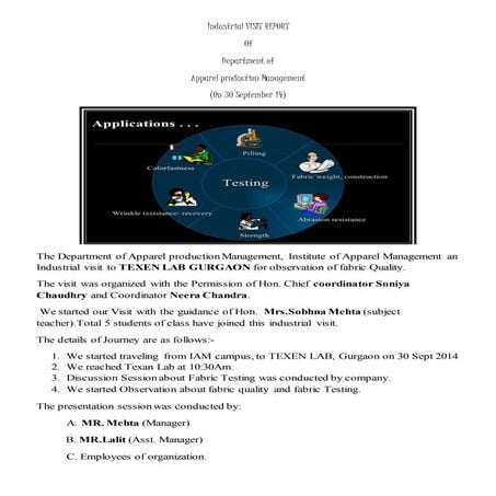 Industrial visit report