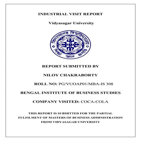 Industrial Visit Report of COCACOLA | DOCX