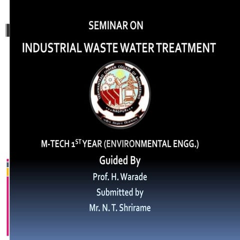 Industrial waste water treatment | PPTX
