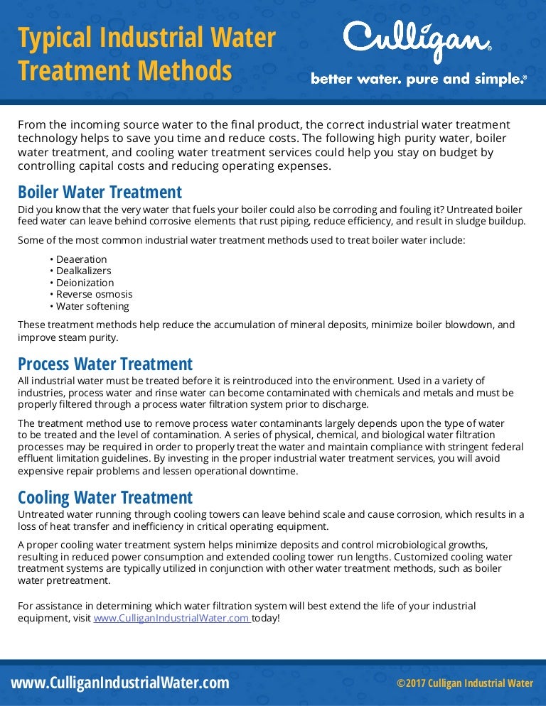 Industrial Water Treatment Methods Cheat Sheet
