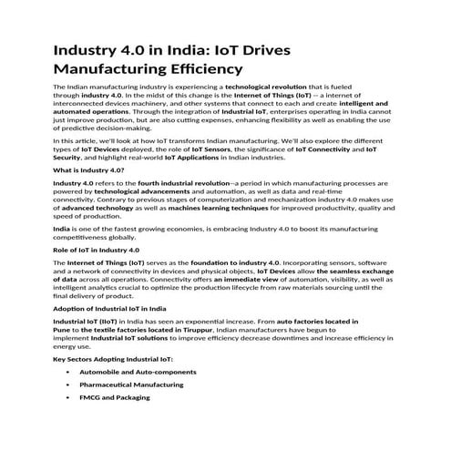 Industry 4.0 in India - IoT Drives Manufacturing Efficiency.docx