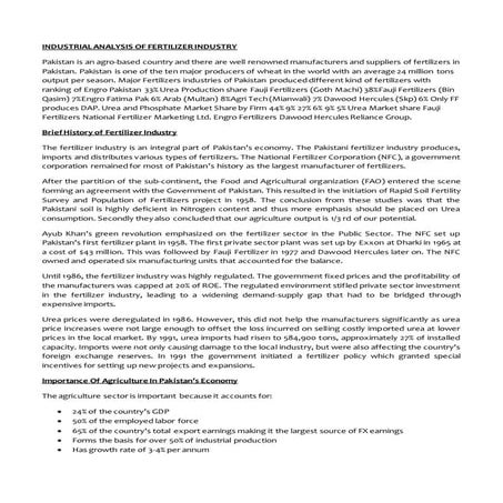 Industry analysis of Fertilizer