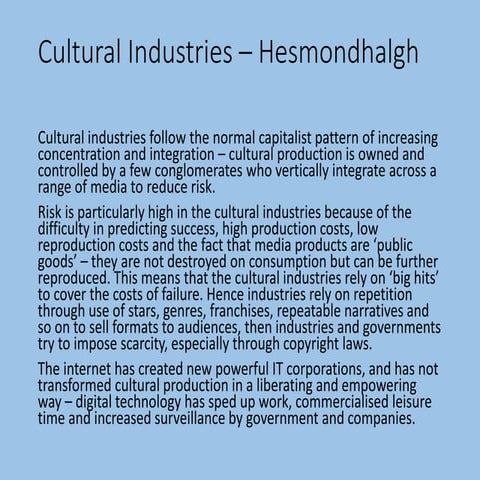 Industry and Hesmondhalgh