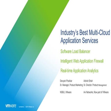 Industry's Best Multi Cloud Application Services from Avi Networks, Now part ...