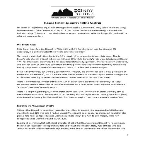 Indiana U.S. Senate Race is Close and Competitive 