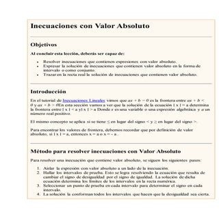 Inecuaciones con valor absoluto
