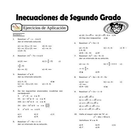 Inecuaciones de segundo grado