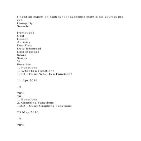 I need an expert on high school academic math class courses pre cal..docx