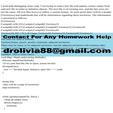 I need help debugging some code. I am trying to read a text file and.pdf