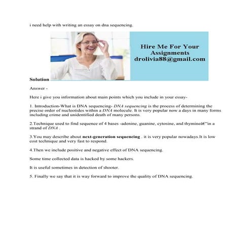 I Need Help With Writing An Essay On Dna Sequencing SolutionAnswer H docx