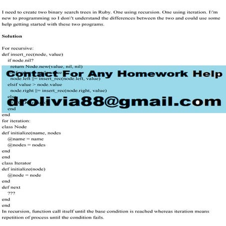 I need to create two binary search trees in Ruby. One using recursio.pdf