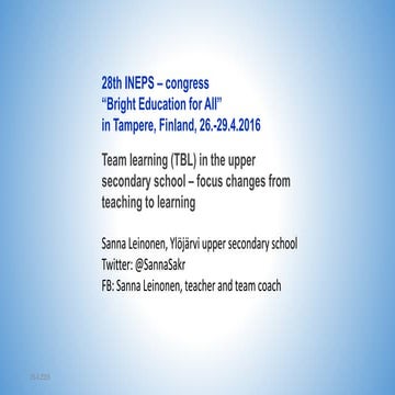 Team learning in the upper secondary school - focus changes from teaching to ...