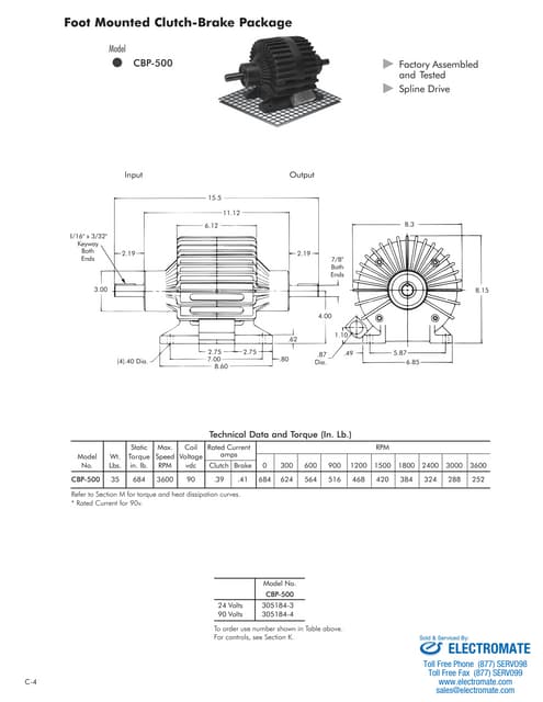Inertia dynamics cbp500_specsheet