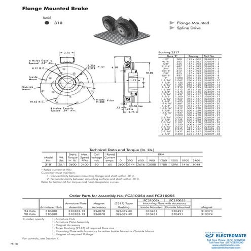Inertia dynamics flangemtbk310s_specsheet