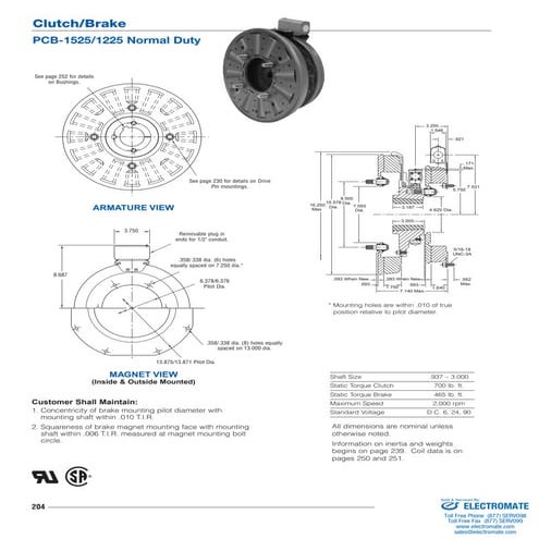 Inertia dynamics pcb1525_1225f_specsheet