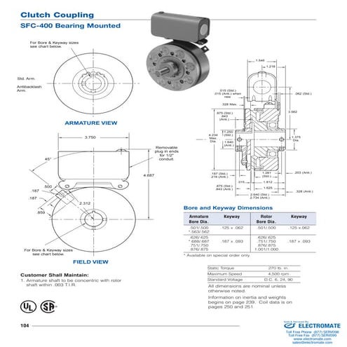 Inertia dynamics sfc400b_specsheet