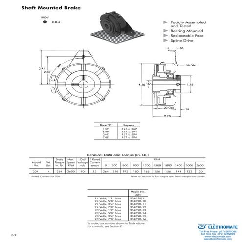Inertia dynamics shaftmtdbrake304_specsheet