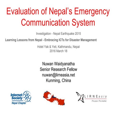 INET-Kathmandu, Study on NP Em. Comms.
