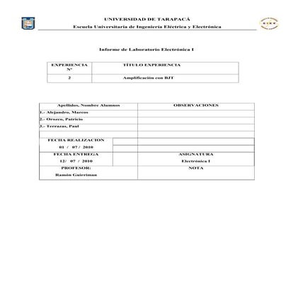 Informe 2 de Electronica I  laboratorio