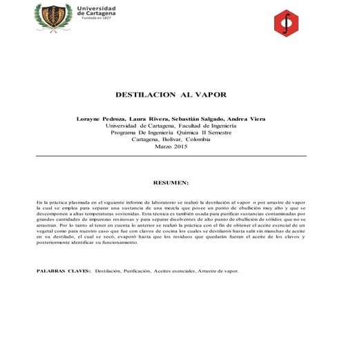 Inf 5 destilacion al vapor