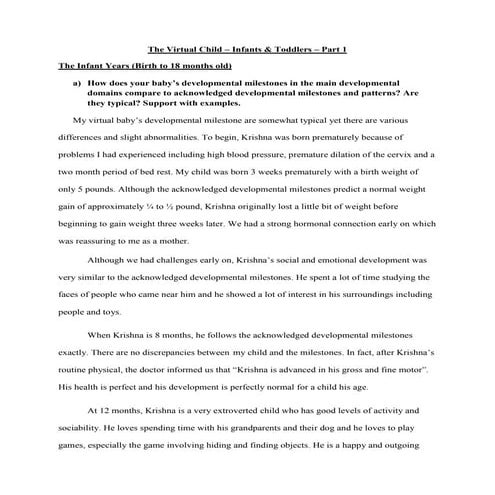 Infant and toddler year part one | DOCX