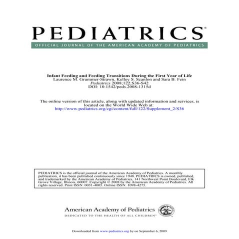 Infant Feeding And Feeding Transitions During The First Year Of Life | PDF
