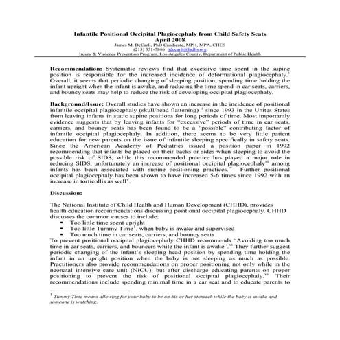 Infantile Positional Occipital Plagiocephaly From Child Safety Seats