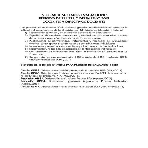 Informe de Evaluación 2013