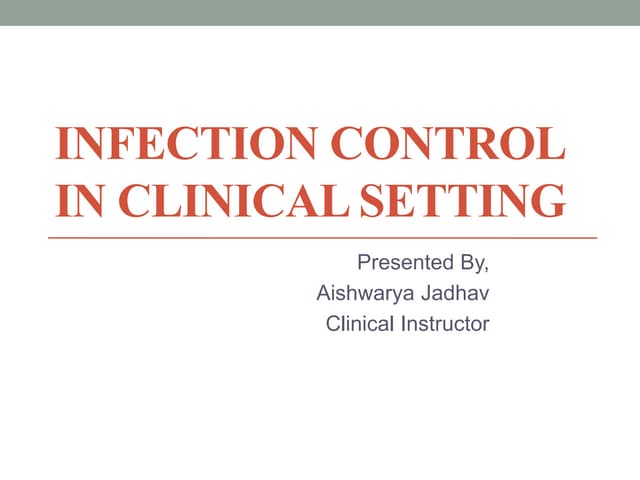 infection control in the  health care setting