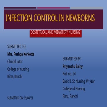 Infection control in newborns