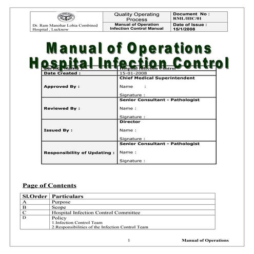 Infection control manual | DOC
