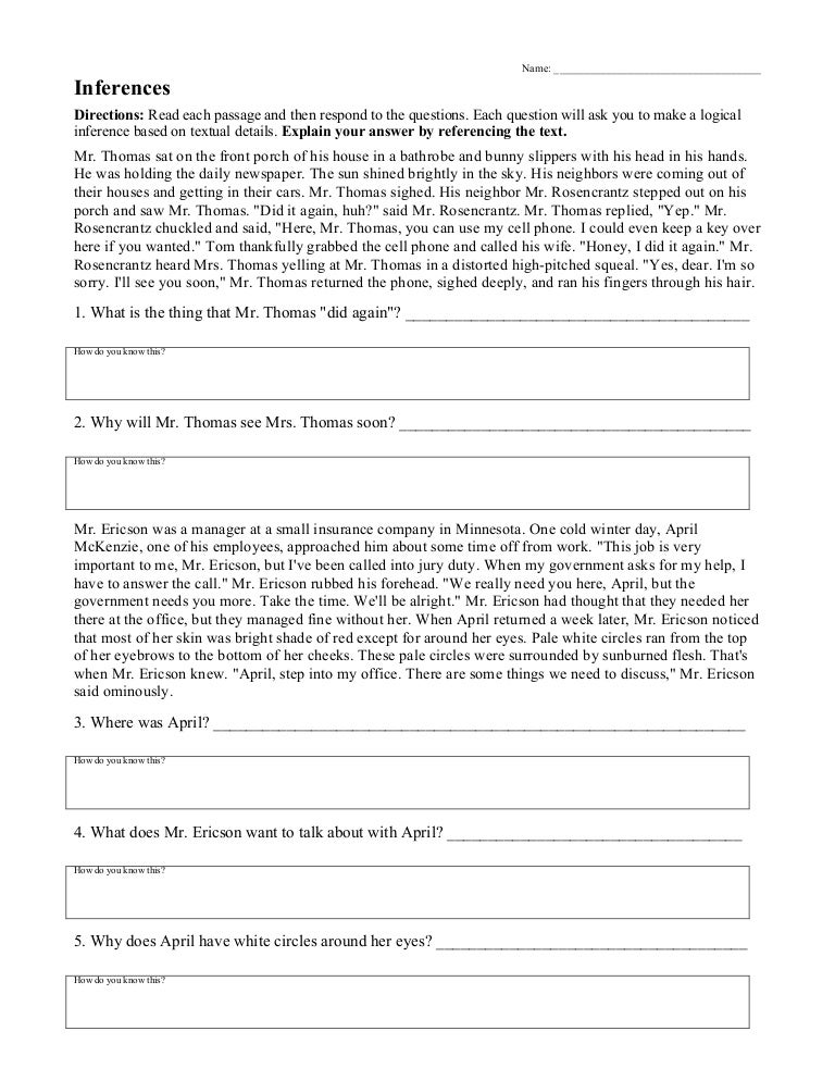 Inferences worksheet-4