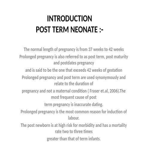 Pre-term, Small for gestational age and Post-term Infant | PPTX