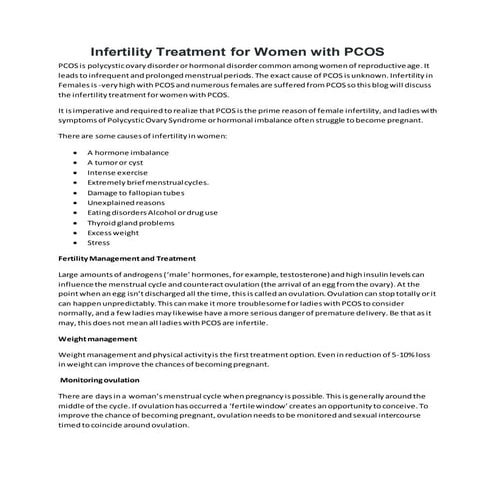 Infertility treatment for women with pcos