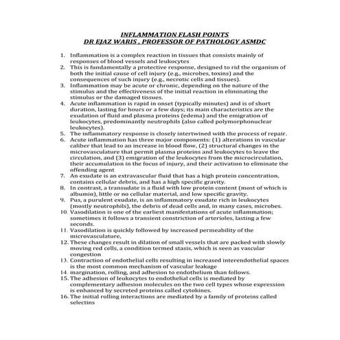 Inflammation Flash points By Dr Ejaz Waris