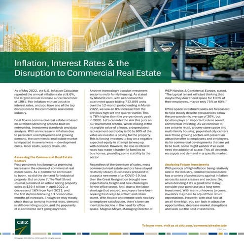Inflation, Interest Rates & the Disruption to CRE