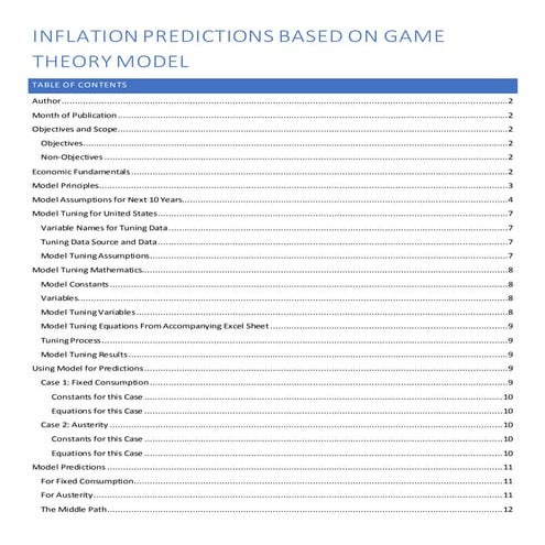Inflation predictions based on game theory model