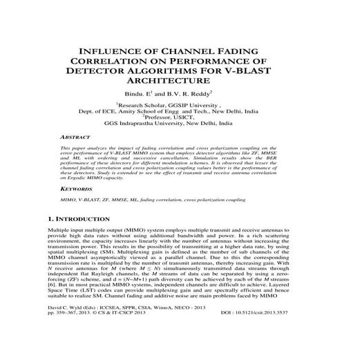 Influence of channel fading correlation on performance of detector algorithms...