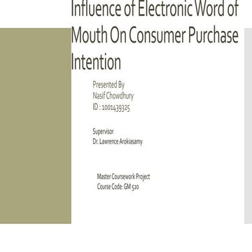 Influence of electronic word of mouth on Consumers Purchase Intention