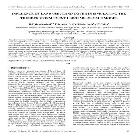Influence of land use  land cover in simulating the thunderstorm event using ...