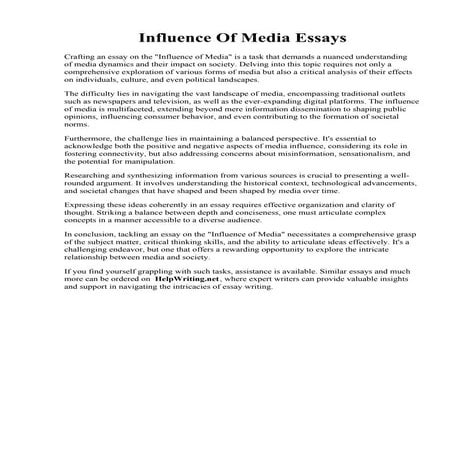Influence Of Media Essays. A Complete Guide To Prepare An Impressive Social M...