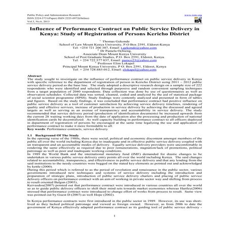 Influence of performance contract on public service delivery in kenya ...