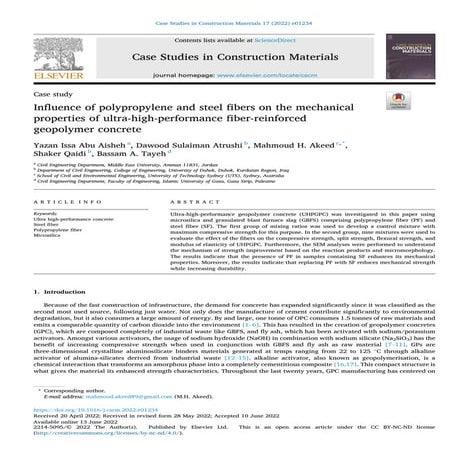 Influence of polypropylene and steel fibers on the mechanical properties of u...