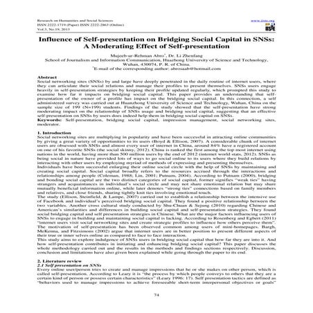 Influence of self presentation on bridging social capital in sn ss