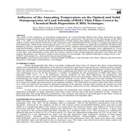 Influence of the annealing temperature on the optical and solid stateproperti...