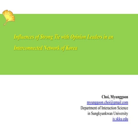 Influences of strong tie with opinion leaders in an interconnected network of korea
