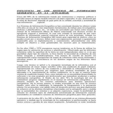 Influencia de los sistemas de informacion geografica en la actualidad