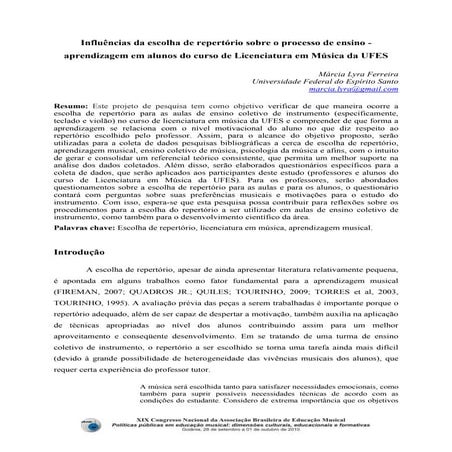 Influencias escolha de repertorio