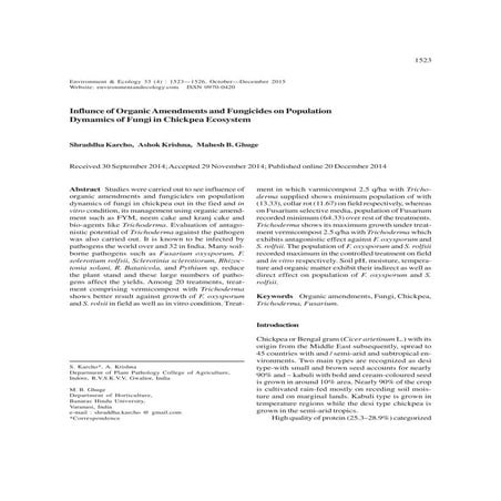 Influnce of organic amendments and fungicides on population