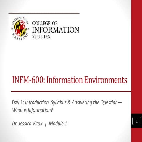 INFM600 Module 1 lecture